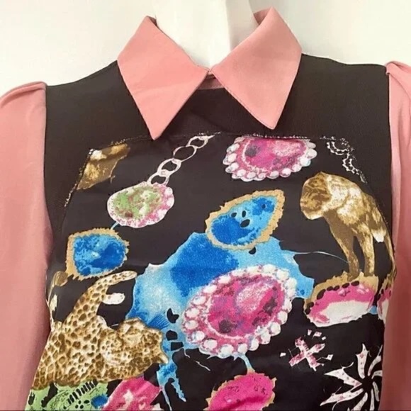 Victoria by Victoria Beckham Colour Block With Silk Overlay Shift Dress,… - Picture 6 of 15